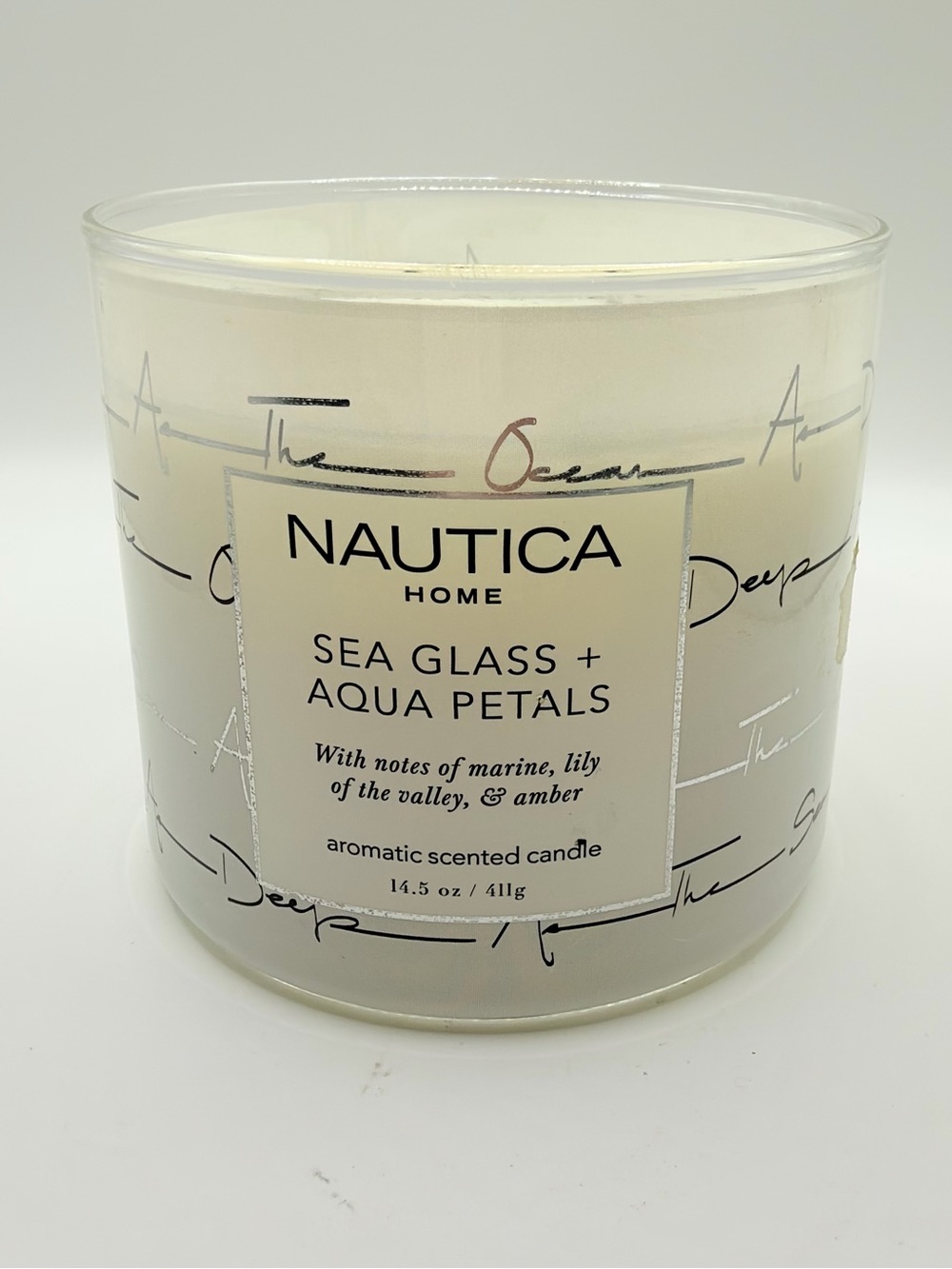 Nautica Sea Glass + Aqua Petals Scented Candle — White
